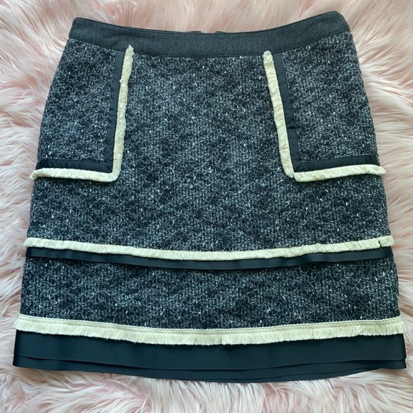 THML gray cream ribbon tweed mini skirt - Picture 1 of 5